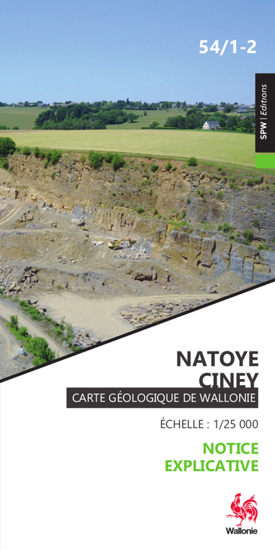 Affiche / Poster. Carte géologique de Wallonie : 54/1-2 Natoye - Ciney [2021] (version plate) (papier)