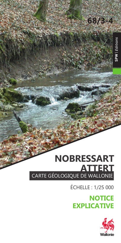Affiche / Poster. Carte géologique de Wallonie : 68/3-4 Nobressart - Attert [2022] (version plate) (papier)