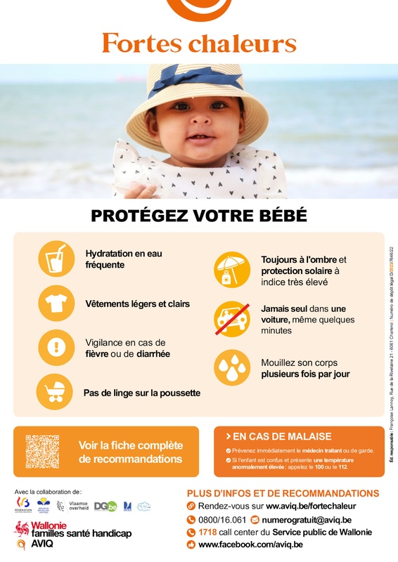 Affiche / Poster. Fortes chaleurs : protégez votre bébé [2023] (numérique)