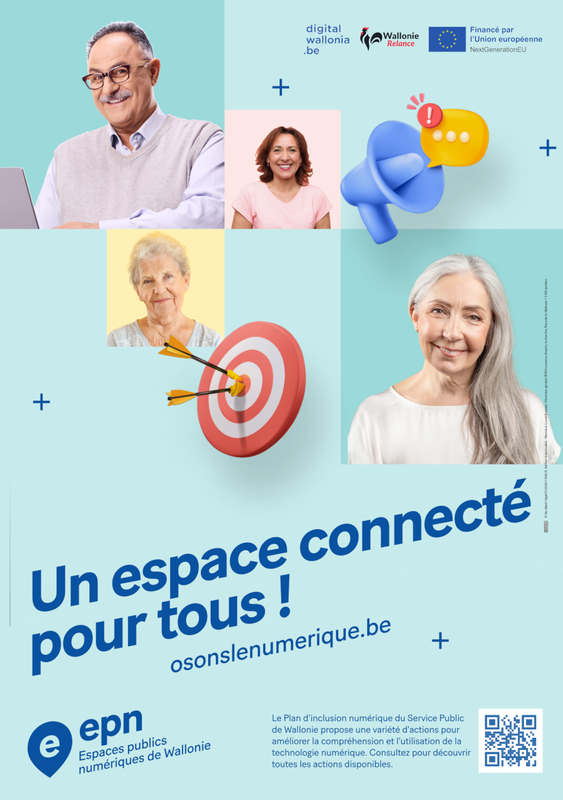 Affiche / Poster. Osons le numérique. EPN - Un espace connecté pour tous (affiches : 4 versions) [2023] (numérique)