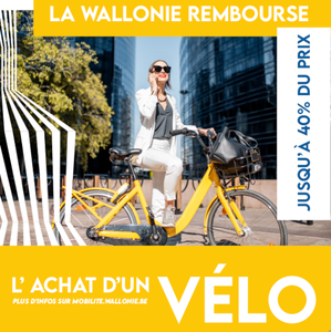 Affiche / Poster. Plus d'excuses. La Wallonie rembourse jusqu'à 40 % du prix l'achat d'un vélo [2024] (numérique)