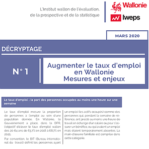 IWEPS - Décryptage № 01 - Augmenter le taux d’emploi  en Wallonie - Mesures et enjeux (numérique)