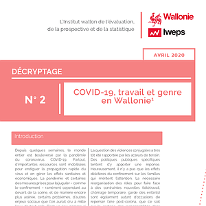 IWEPS - Décryptage № 02 - COVID-19, travail et genre  en Wallonie (numérique)