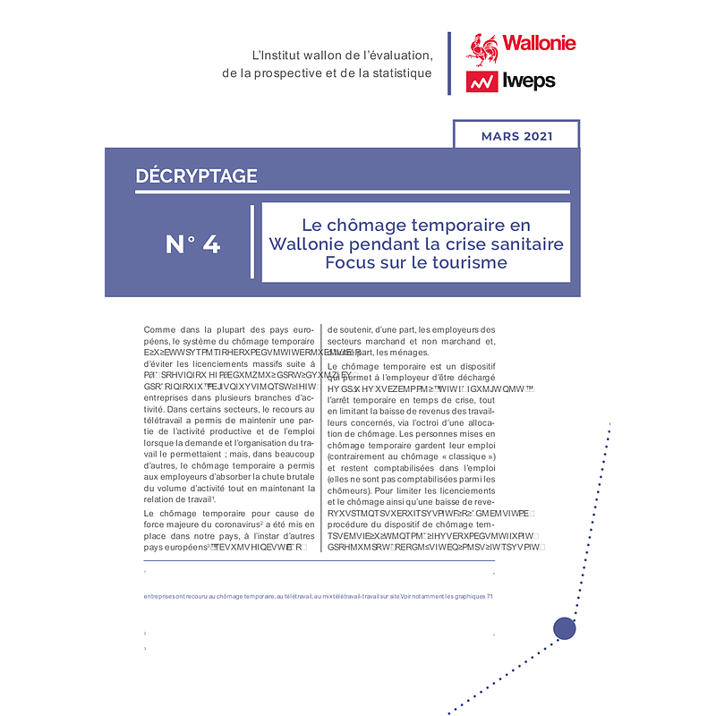 IWEPS - Décryptage № 04 - Le chômage temporaire en  Wallonie pendant la crise sanitaire - Focus sur le tourisme (numérique)