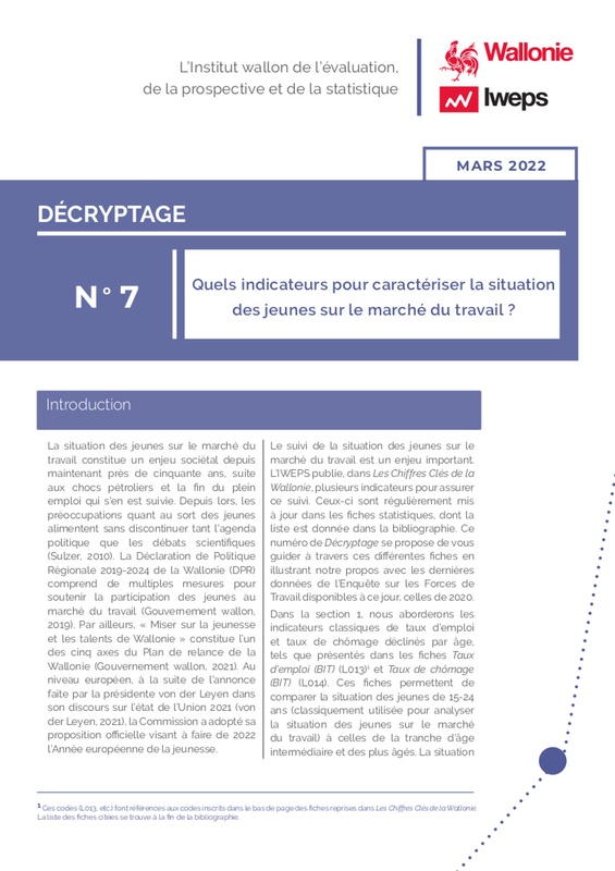 IWEPS - Décryptage № 07 - Quels indicateurs pour caractériser la situation des jeunes sur le marché du travail ? (numérique)