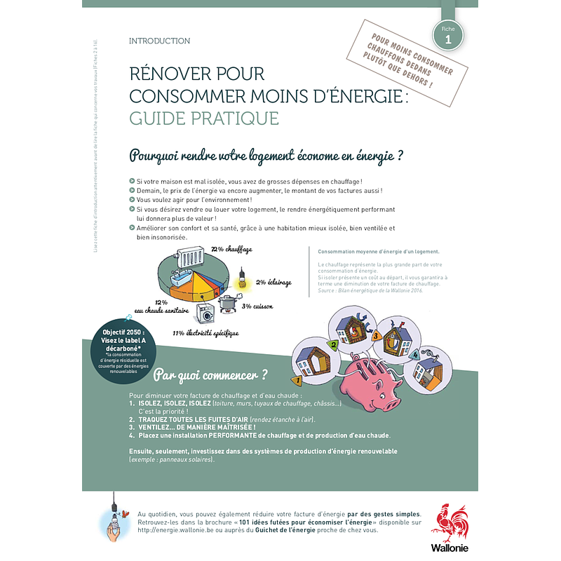 Rénover pour consommer moins d’énergie : Guide pratique - Fiche 01 : Introduction [2021] (papier)
