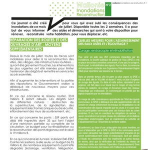 Wallonie - Inondations - Reconstruction : Journal n°2 (numérique)